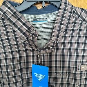 Columbia Black and Gray Plaid Shirt
